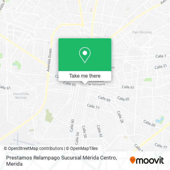 Mapa de Prestamos Relampago Sucursal Mérida Centro