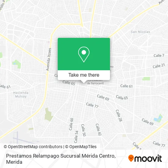 Mapa de Prestamos Relampago Sucursal Mérida Centro