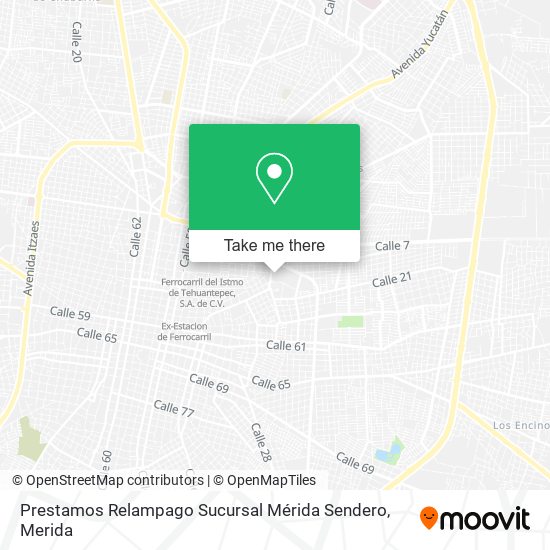 Mapa de Prestamos Relampago Sucursal Mérida Sendero
