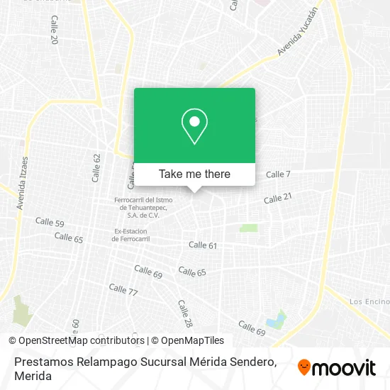 Mapa de Prestamos Relampago Sucursal Mérida Sendero
