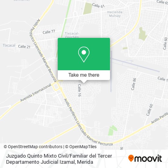 Juzgado Quinto Mixto Civil / Familiar del Tercer Departamento Judicial Izamal map