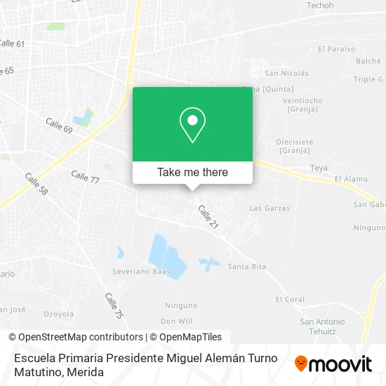 Mapa de Escuela Primaria Presidente Miguel Alemán Turno Matutino