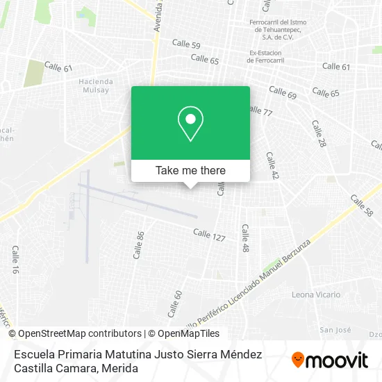 Mapa de Escuela Primaria Matutina Justo Sierra Méndez Castilla Camara