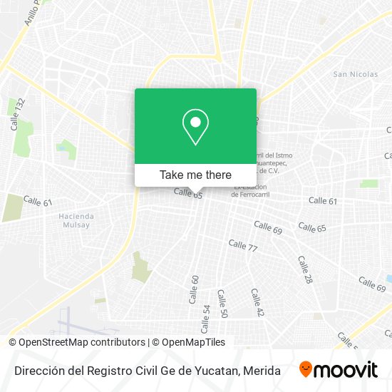 Dirección del Registro Civil Ge de Yucatan map