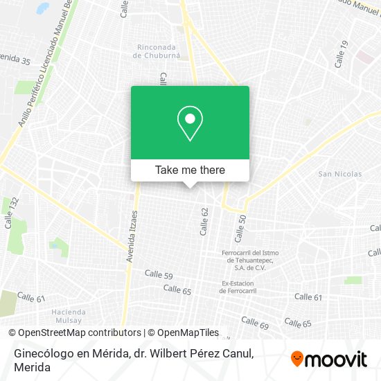 Mapa de Ginecólogo en Mérida, dr. Wilbert Pérez Canul