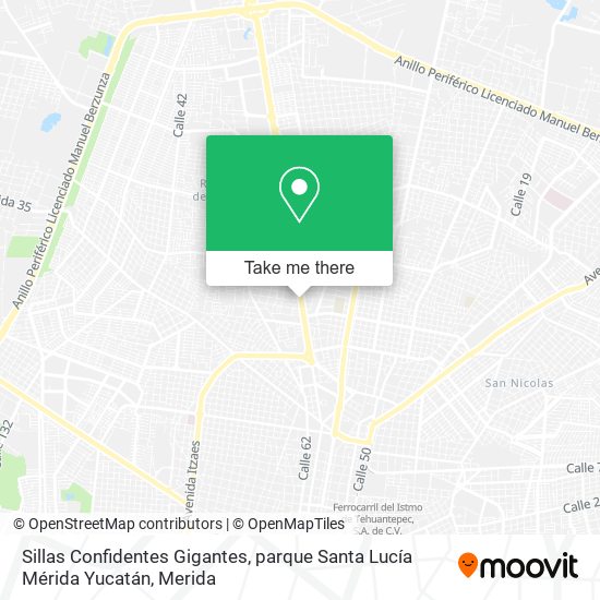 Mapa de Sillas Confidentes Gigantes, parque Santa Lucía Mérida Yucatán