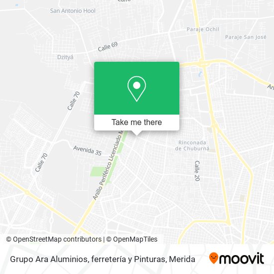 Mapa de Grupo Ara Aluminios, ferretería y Pinturas