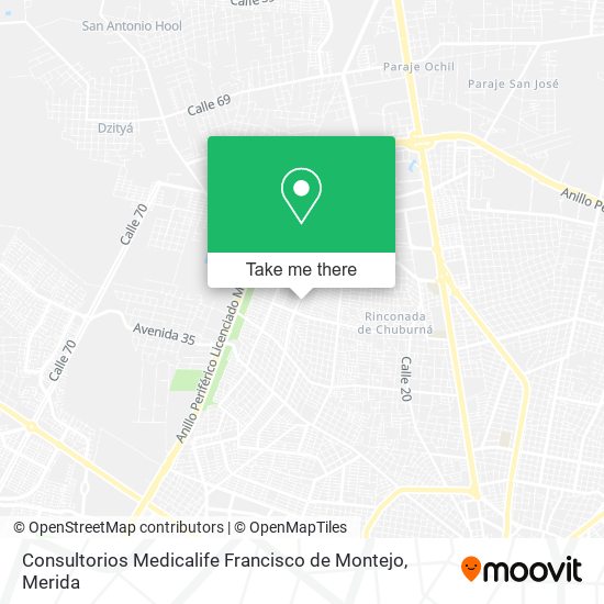 Mapa de Consultorios Medicalife Francisco de Montejo