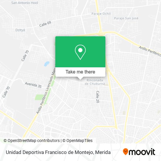 Unidad Deportiva Francisco de Montejo map