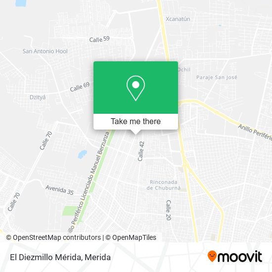 Mapa de El Diezmillo Mérida