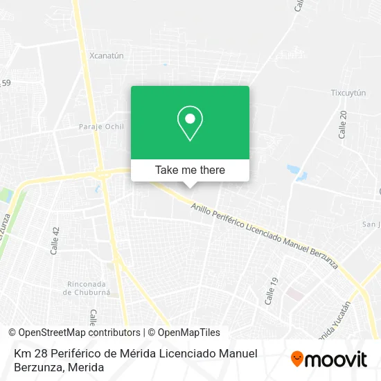 Mapa de Km 28 Periférico de Mérida Licenciado Manuel Berzunza