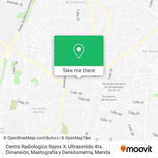 Mapa de Centro Radiologico Rayos X, Ultrasonido 4ta. Dimensión, Mastografía y Densitometría