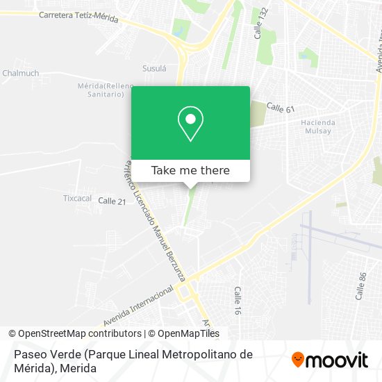 Mapa de Paseo Verde (Parque Lineal Metropolitano de Mérida)