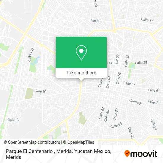Parque El Centenario , Merida. Yucatan Mexico map