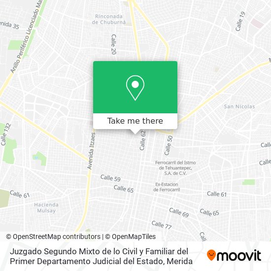 Mapa de Juzgado Segundo Mixto de lo Civil y Familiar del Primer Departamento Judicial del Estado
