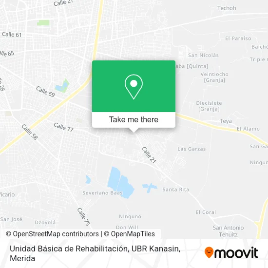 Mapa de Unidad Básica de Rehabilitación, UBR Kanasin