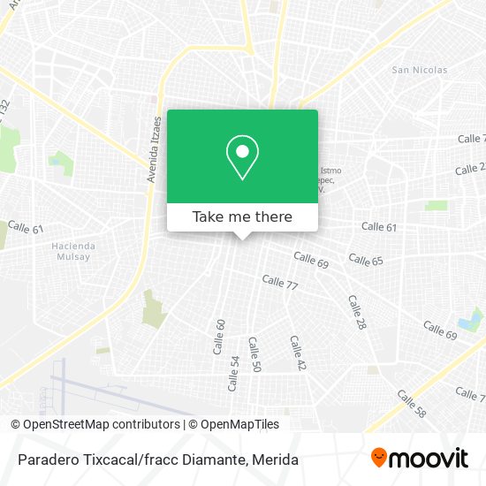 Paradero Tixcacal / fracc Diamante map