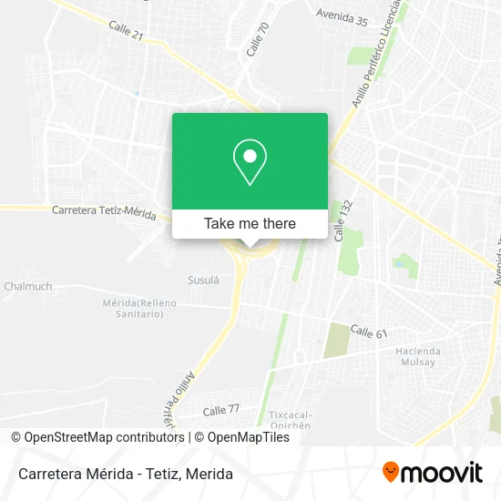 Mapa de Carretera Mérida - Tetiz