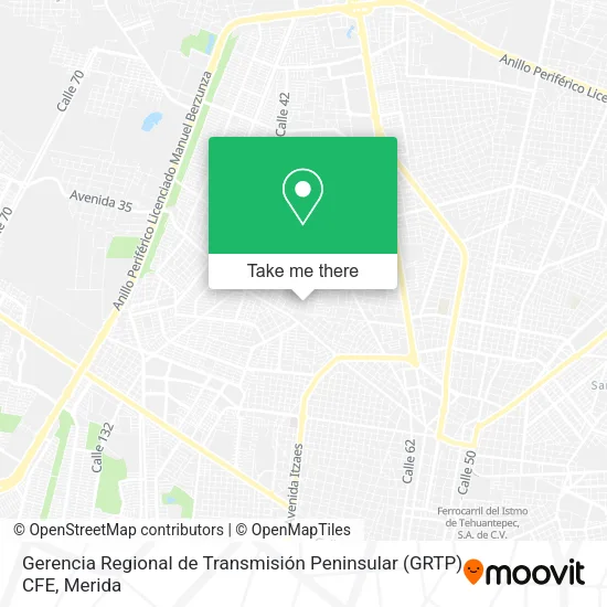 Mapa de Gerencia Regional de Transmisión Peninsular (GRTP) CFE