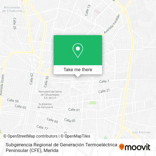 Mapa de Subgerencia Regional de Generación Termoeléctrica Peninsular (CFE)