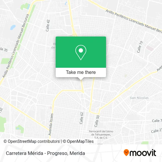Mapa de Carretera Mérida - Progreso