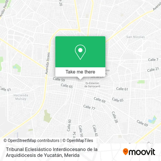 Mapa de Tribunal Eclesiástico Interdiocesano de la Arquidiócesis de Yucatán