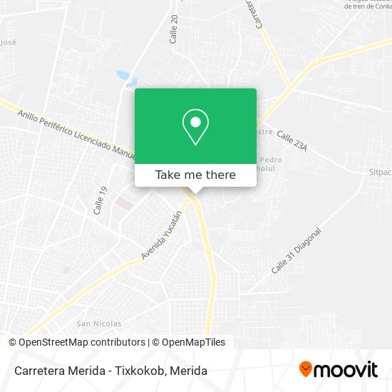 Mapa de Carretera Merida - Tixkokob