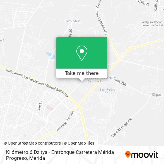 Kilómetro 6 Dzitya - Entronque Carretera Mérida Progreso map
