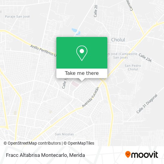  ¿Cómo llegar en autobús a Fracc Altabrisa Montecarlo en Mérida?