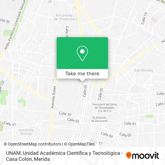 Mapa de UNAM, Unidad Académica Científica y Tecnológica - Casa Colón