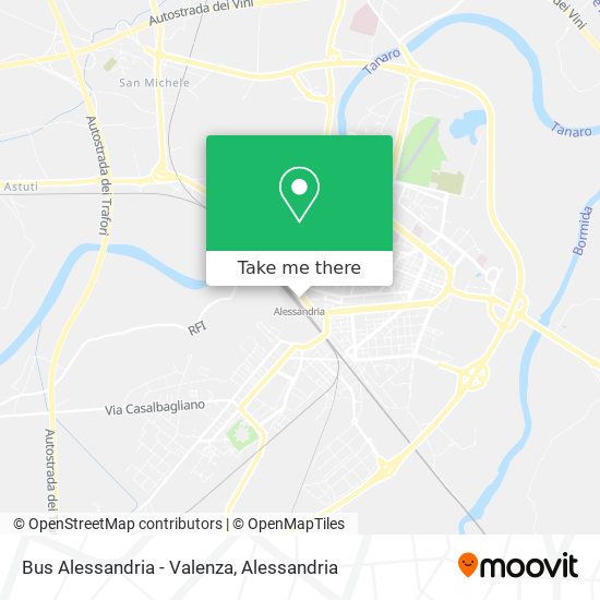 Bus Alessandria - Valenza map