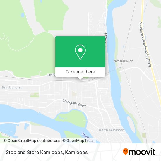 Stop and Store Kamloops map