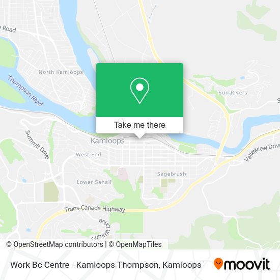 Work Bc Centre - Kamloops Thompson map