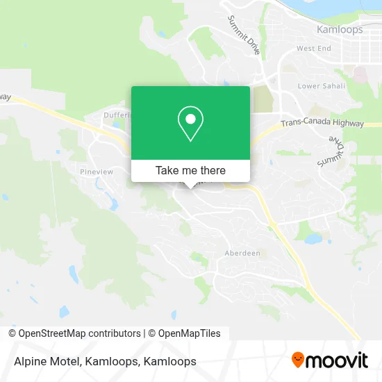 Alpine Motel, Kamloops map