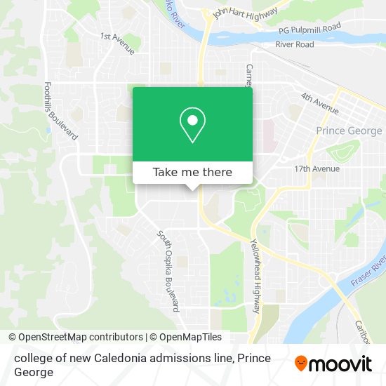 college of new Caledonia admissions line map