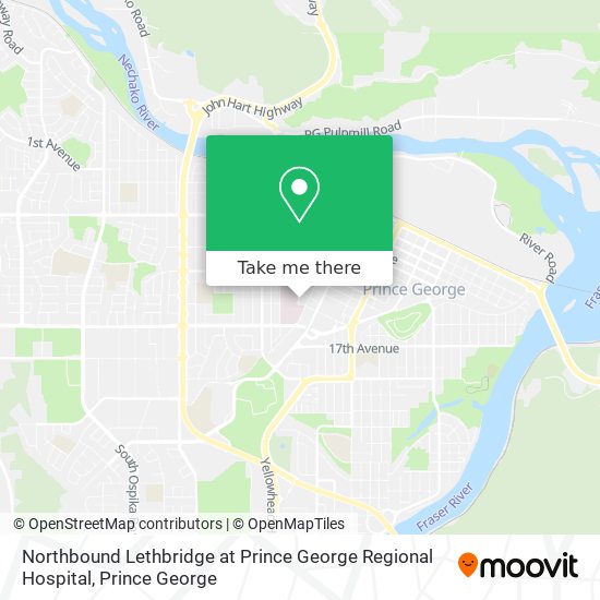 Northbound Lethbridge at Prince George Regional Hospital map