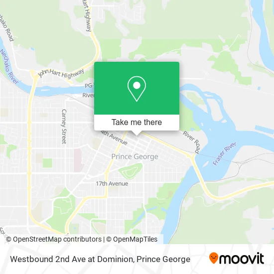 Westbound 2nd Ave at Dominion map