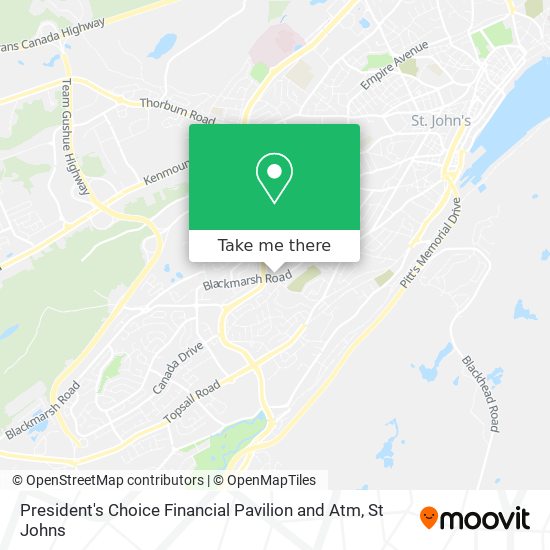 President's Choice Financial Pavilion and Atm map