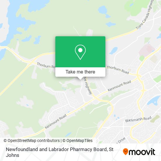 Newfoundland and Labrador Pharmacy Board map