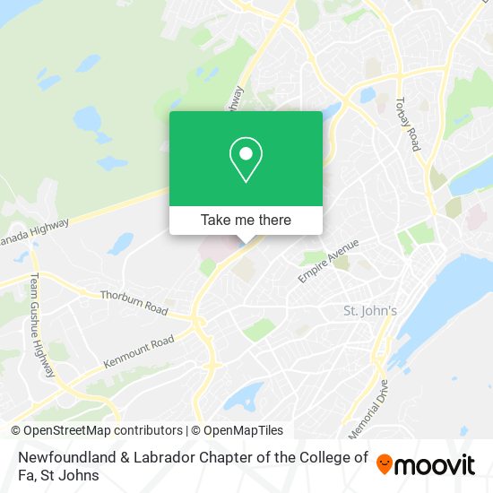 Newfoundland & Labrador Chapter of the College of Fa map