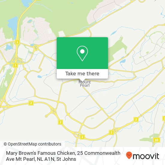 Mary Brown's Famous Chicken, 25 Commonwealth Ave Mt Pearl, NL A1N map