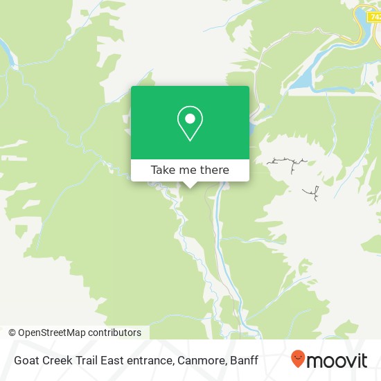 Goat Creek Trail East entrance, Canmore map