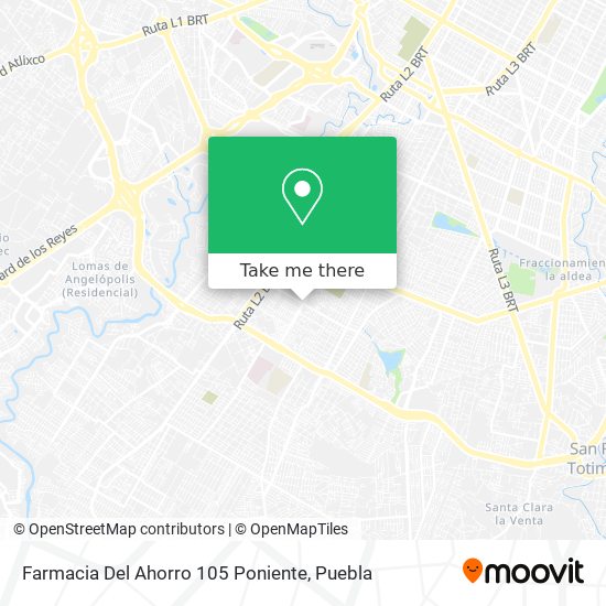 Mapa de Farmacia Del Ahorro 105 Poniente