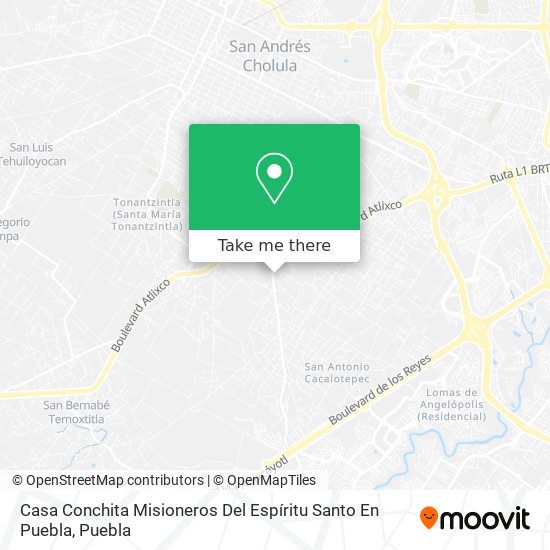 Mapa de Casa Conchita Misioneros Del Espíritu Santo En Puebla