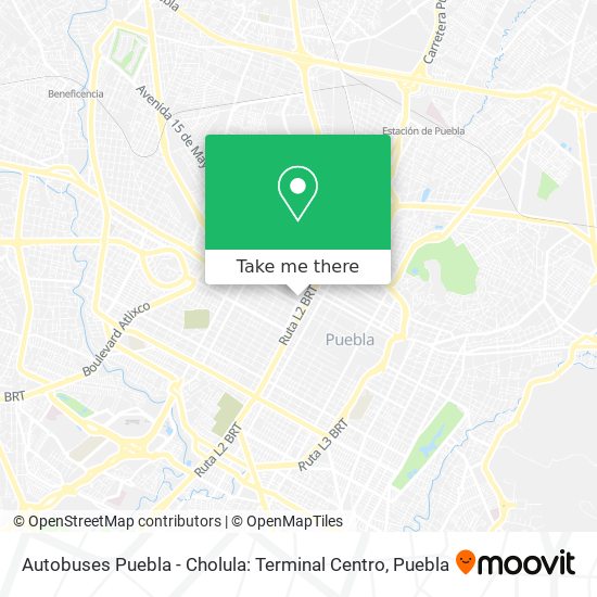 Mapa de Autobuses Puebla - Cholula: Terminal Centro