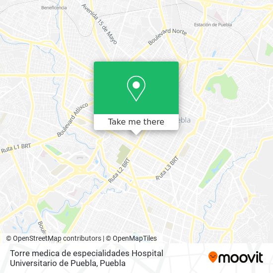 Torre medica de especialidades Hospital Universitario de Puebla map