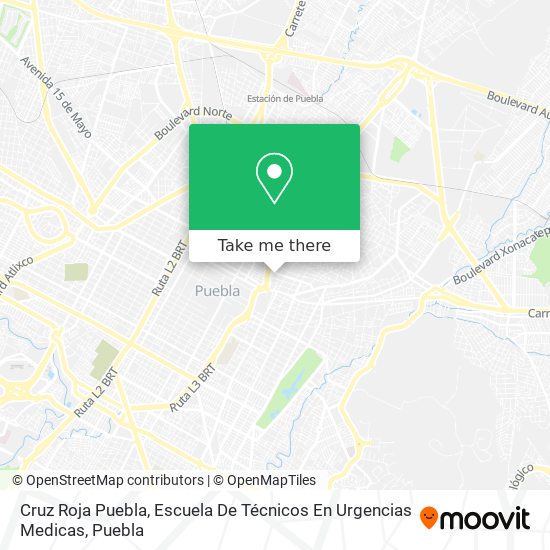 Cruz Roja Puebla, Escuela De Técnicos En Urgencias Medicas map