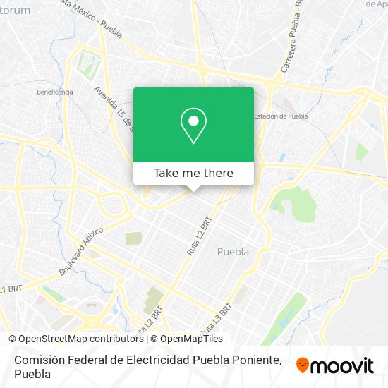 Comisión Federal de Electricidad Puebla Poniente map