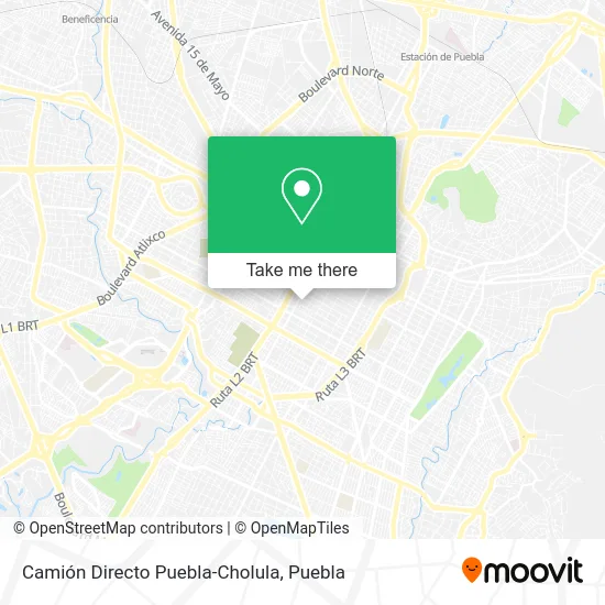 Camión Directo Puebla-Cholula map