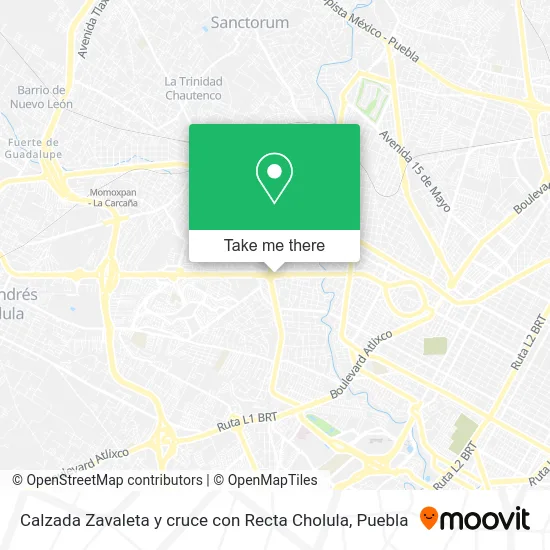 Calzada Zavaleta y cruce con Recta Cholula map